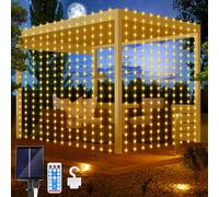 Solar Cortina Luces, Luces de Cadena de Cortina 3Mx3M 300 LED Impermeable Cadena de Luces Solares 8 Modos Guirnalda Luces Exterior Solar con Remote Para Jardín Fiesta Bodas Navideñas Decoración