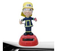 Solar Dancing Figurines - Firefighter Dashboard Ornament, Solar Powered Wobble Toy, Car Interior Novelty Decoration, Motion Activated Swinging Desk Accessory | Window Display Solars Collectible Toy