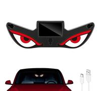 Solar Demon Eye LED Car Window Light, Wireless No Drill Solar and USB Powered Devil Eyes Warning Lights, Devil Eyes Lights Dynamic Windshield Ambient Lamp with Vibration & Light Sensor(B)