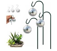 Solar Disco Ball Garden Stakes, Silver Crackle Glass Mirror Disco Ball Plant Bulb, Discos Balls Hanging Planter, Outdoor Waterproof Globe Stake Ornament for Patio Lawn Pathway Decorations (6CM,3PCS)