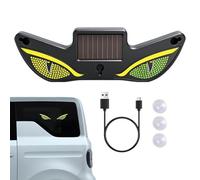 Solar Eye LED Car Window Light 13.5 * 4.5cm Dynamic Solar And USB Powered Decoration ABS Funny Car Window Sign | For Night Truck Bike Windshield Rear Cart Vehicles Holiday Birthday Party Front