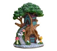 Solar Fairy House - Yard Statue with LED Lights, Decorative Patio Figurine Ornament for Gardeners | Outdoor Solar Figurine for Home Patio Pathway Porch Balcony | Charming Fairy House Decoration