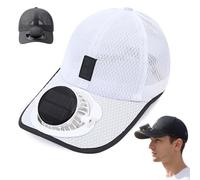 Solar Fan Hat,Cooling Fan Baseball Caps Men Women,Solar Rechargeable Baseball Cap with USB,3 Adjustable Speed,Adjustable Mesh Caps,for Outdoor Hiking Camping Travel Summer Use，Blanco