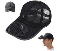 Solar Fan Hat,Cooling Fan Baseball Caps Men Women,Solar Rechargeable Baseball Cap with USB,3 Adjustable Speed,Adjustable Mesh Caps,for Outdoor Hiking Camping Travel Summer Use，Negro