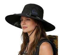 Solar Fan Hat | Fan Hat For Men | Cycling Sun Protection Headpiece | Wide Brim Solar F́an Ĥat | For Summer Gardeners Fishermen Camping Beach Golfers Travelers Fishing Hiking Sports Concerts Park