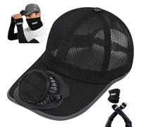 Solar Fan Hat USB Rechargeable - 3-Speed Cooling Baseball Cap Men Women | Outdoor Sun Hat Gardening Fishing Hiking (Black,300mAh)