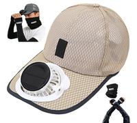 Solar Fan Hat USB Rechargeable - 3-Speed Cooling Baseball Cap Men Women | Outdoor Sun Hat Gardening Fishing Hiking (Beige,300mAh)