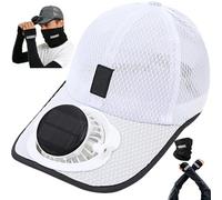 Solar Fan Hat USB Rechargeable - 3-Speed Cooling Baseball Cap Men Women | Outdoor Sun Hat Gardening Fishing Hiking (White,600mAh)