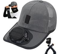 Solar Fan Hat USB Rechargeable - 3-Speed Cooling Baseball Cap Men Women | Outdoor Sun Hat Gardening Fishing Hiking (Dark Gray,600mAh)