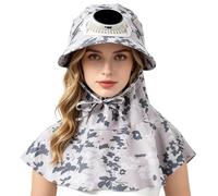Solar Fan Hat - Wide Brim Cooling Sun Hat, Solar Powered Cooling Shawl Hats with Built-In 3 Speed Fan & Neck Flap, USB Rechargeable 3 Speed Ventilation Cap for Beach, Hiking, Gardening Outdoor Travel