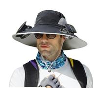 Solar Fan Hat, Wide Brim Solar Hat, Sun Hats for Men Women Outdoor Fishing, 3 Speed Adjustable Fan, UPF 50+ (Black)