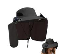 Solar Fan Hat - Wide Brim Sun Protection Headgear with 2 Integrated Solar Fans | Breathable Cooling Hatsfor Men and Women | Foldable Summer Accessory fors Gardening, Fishing, & Beach Vacations