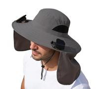 Solar Fan Hat - Wide Brim Sun Protection Headgear with 2 Integrated Solar Fans | Breathable Cooling Hatsfor Men and Women | Foldable Summer Accessory fors Gardening, Fishing, & Beach Vacations