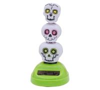 Solar Figurine Toy, Swinging 3 Skull Head Statue, Weather-Resistant Cute Dancing Ornament for Indoor Outdoor Car Dashboard Tabletop Home Decoration, 3.94 Inches, 1 Piece, ABS