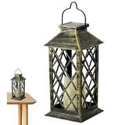 Solar Flameless Candle Lanterns - Waterproof Hanging Metal Light, Garden Solars Lamp Decoration, Outdoor Candles Style Lantern | Suitable For Balcony Patio Pathway Table Fence Tree Ambience Lighting