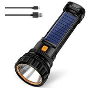 Solar Flashlight, Rechargeable LED Torch, USB Portable Light | Emergancy Camping Lantern | Outdoor Waterproof Illumination Device, Handheld Beam for Hiking Travel Backpacking Survival