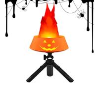 Solar Flickering Fence Flame Lights - Decorative Pumpkin Flame Lamp | Ornament Realistic Desktop | Festive Home Yard Display Design | Garden Theme | Bar Nightclub Holiday Accent, Seasonal Party