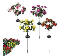 Solar Flower Lights - 4 Piece IP65 Waterproof LED Solar Stake Lamps, Decorative Garden Lights for Outdoor Landscape | Color Changing Flower Light for Patio Yard Lawn Walkway Pathway Cemetery Decor