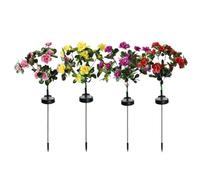 Solar Flower Lights, 4 piezas LED Lamp Set IP65 impermeable Garden Stakes, Outdoor Decorative Lighting Kit, for Garden Patio Yard Lawn Walkway Pathway Landscape Cemetery Decor Use