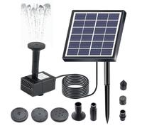Solar Fountain - Solar Powered Water Pump for Garden Patio Decor | 6V 2W Panel Multi Nozzle Spray Kit Floating Water Feature for Bird Bath Pond Pool Yard Deck Planter Outdoor Ornament