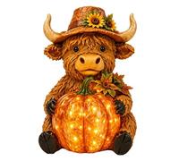 Solar Garden Animals - 9.84 Inch Resin Waterproof Pumpkin Cow Decoration