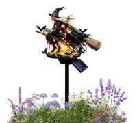 Solar Garden Halloween Witch Stake Light - Metal Fly Witch Decorative Figur