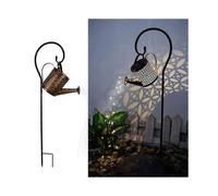 Solar Garden Lawn Lamp Watering Can Sprinkles Star Shower Art Light