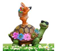Solar Garden Statue, Charming Animals Figura Light, Bunny Turtle Decor with Solar Powered Glow, Resin Sculpture Accenent, Landscape Decor with Whimsical Style, Lawn Ornament for Night and Pathway Use