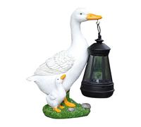 Solar Garden Statue, Duck Sun Powered Lanterns, 7.48x6.57x3.66 Inch Easy to Install & Maintenance, Outdoor Home Decoration, Cute Ducks Statue with Eco Friendly Lantern for Lawn, Patio, and Courtyards