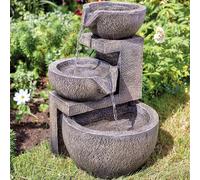 Solar Genoa Cascade Gris Piedra Exterior Jardín Fuente de Agua Papel Baño Pájaro