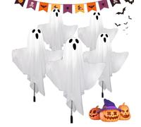 Solar Ghost Lights, Outdoor Halloween Pathway Stakes with Spooky Glow, Solar-Powered Garden Decor for Yard Fence Patio Walkway, Holiday Party Lighting Autumn Festival Seasonal Evening Displays