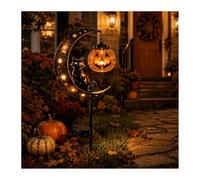 Solar Halloween Black Cat Pumpkin Moon Garden Stake Light (#1)