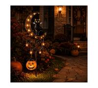 Solar Halloween Black Cat Pumpkin Moon Garden Stake Light (#3)