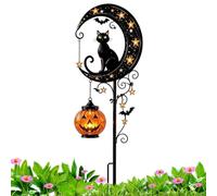 Solar Halloween Cat Garden Light - Pumpkin Moon Stake | Hanging Outdoor Dec