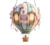 Solar Hot Air Balloon Light - Outdoor 2D Acrylic Hanging Pendant, Flickering Flame Effect Creating Ambience, Lightweight Durablee Lantern | Enhancing Porch, Garden, Courtyard, Pathway Display
