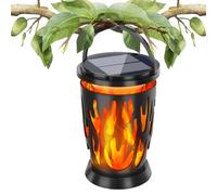 Solar Lantern, Flickering Flame Hanging Lights, 4.41x4.41x6.5 inches Waterproof LED Garden Ambient, Sun Powered Lantern for Camping Lighting, Tree Pathway Porch Yard