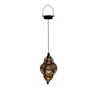 Solar Lantern - Hanging Solar Moroccan Light | IP44 Waterproof Wrought Iron Hollow Projection Garden Lamp - Warm White SolarPowered Outdoor Porch Patio Wedding Decor Light