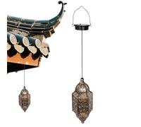 Solar Lantern - Hanging Solar Moroccan Light | IP44 Waterproof Wrought Iron Hollow Projection Garden Lamp - Warm White SolarPowered Outdoor Porch Patio Wedding Decor Light