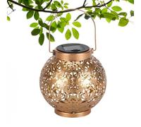 Solar Lanterns For Outside - Waterproof Hollow Out Retro Metal | Outside Lantern Yard Decorations | LED Solar Lanterns Outdoor | Retro Metal Hollow Out For Yard Pathway Driveway Patio Balcony Lawn