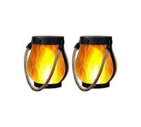 Solar Lanterns Lights Flickering Flame Garden Lights with Dual Charging USB & Solar Outdoor Waterproof Hanging Lantern - KM