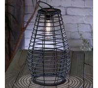 Solar LED Gris Venus Mimbre Estilo Filamento Colgante Exterior Jardín Mesa Farol