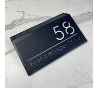 Solar LED House Number Sign - Backlit Illuminated Door Plaque for Wall - Weatherproof Modern House Sign for Outside Use (Style 3)