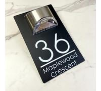 Solar LED House Number Sign - Waterproof Illuminated Door Plaque with Modern Design, Outdoor Wall Address Numbers for Home or Business (Matte Black & font 3)