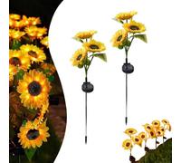 Solar Led Sunflower Garden Lights-29.6inch/75cm, Sunflowers Outdoor Waterproof, Three Heads Solar Power Sunflowers, Auto On/Off for Garden, Patio