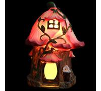 Solar Light Fairy House, Resin Cottage Statue For Garden Outdoor Decor