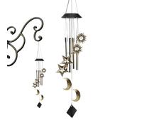 Solar Light Wind Chimes, Outdoor Waterproof Wind Chime, 5.12x19.29 Inches Moon Star Themed Hanging Garden Decor for Patio, Porch, Yard, Lawn, Balcony and Window Display
