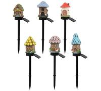 Solar Lights Garden Decorations,Solar LED Mushroom House Statue Decor Lamp Waterproof Ground Insert Lamp Easy To Install for Patio Pathway Yard Holiday Gifts Travel Outing Party Ornaments