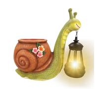 Solar Lights With Planter | Resin Snail Figure | Animal Flower Pots