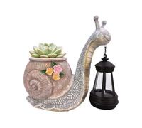 Solar Lights With Planter - Resin, Snail Flower Pot Garden Decoration