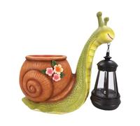Solar Lights with Planter Resin Vase Snail Decor Stair Lawn Pathway Garden
